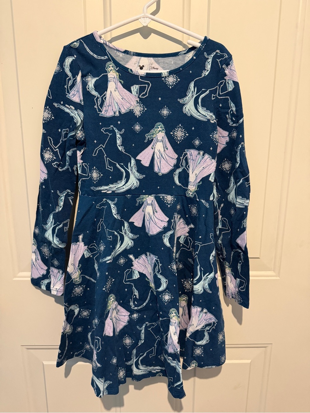 Disney Navy Blue Princess & Unicorn Print Long Sleeve Dress